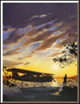 "Sunset Solitude" - Rich Thistle - Bellanca CH 300 Pacemaker Aviation Art